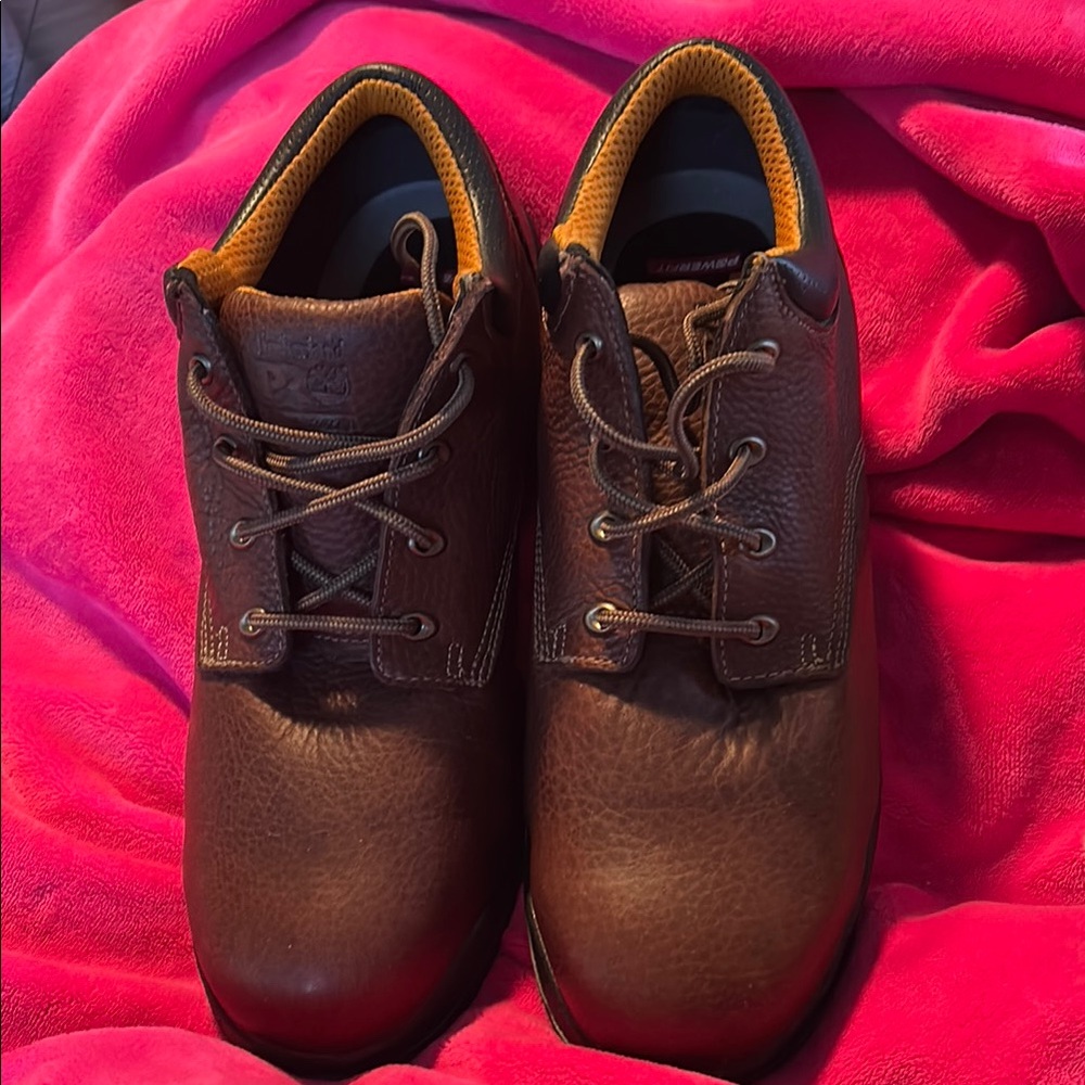 Timberland PRO Powerfit Brown Oxfords with Leather/Textured Surface size 13W